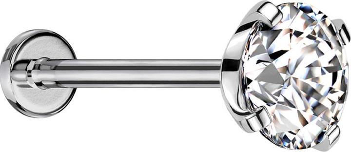 Immagine prodotto Star Piercing Labret Micro Threadless argento con set di cristalli argento (senza ottone, Titanio G23)