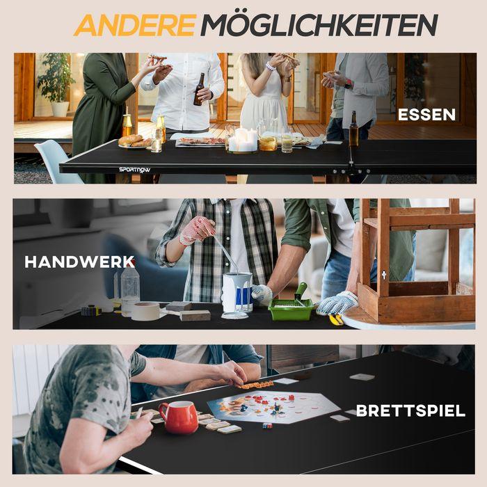 Actual product image Swisshandel24 Tischtennisplatte, Klappbar Tischtennistsich mit Netz, Rollen, Schwarz
