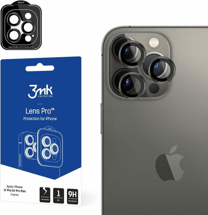 Productafbeelding 3MK iPhone 14 Pro/14 Pro Max Lensbescherming Pro Graphite (1 Stuk, Apple iPhone 14 Pro Max, Apple iPhone 14 Pro)