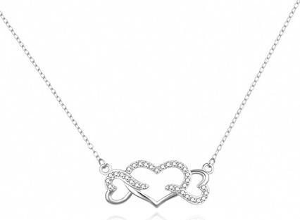 Agato Delicate silver necklace with hearts AGS1569/47