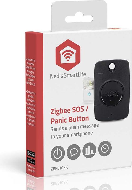 Produktbild Nedis Smart-Panik-Knopf Zigbee 3.0 | Batterietyp – Energie: CR2450 | Schwarz