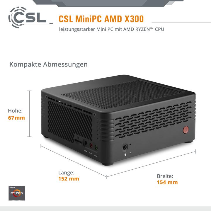 Produktbild CSL Mini-PC X300 (AMD Ryzen 5 Pro 4650G, 16 GB, 1000 GB, AMD Radeon Graphics)