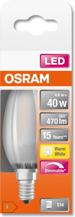 Produktbild Osram Led Retrofit Classic B (E14, 4.80 W, 470 lm, 1 x, F)