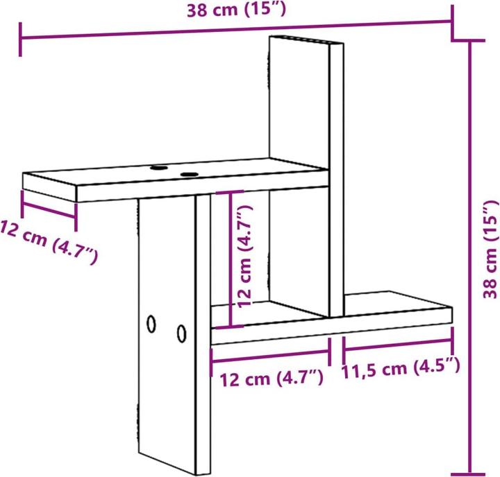 Immagine prodotto VidaXL Mensole a muro 2 pezzi look (38 x 12 x 38 cm)