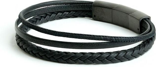 Immagine prodotto Gemini BRACCIALE - PELLE NERA - MISURA XS-S 18+1 CM (19 cm, Nappa, Argento)