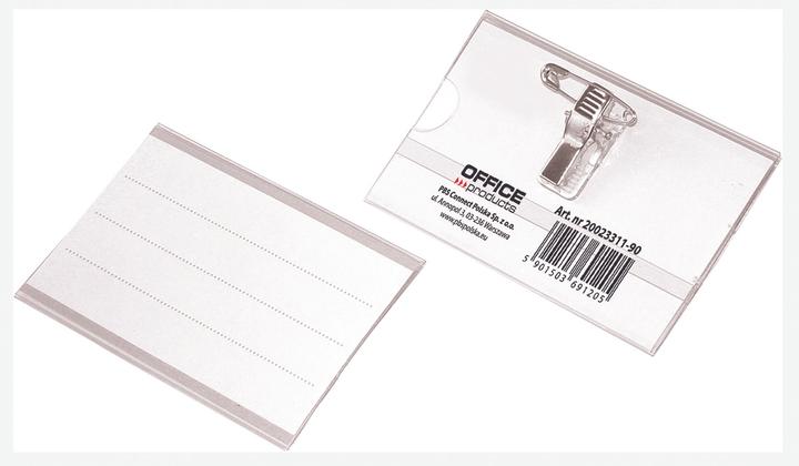 Actual product image Office Products Name badge, with clip and pin, open at the side, soft, transparent