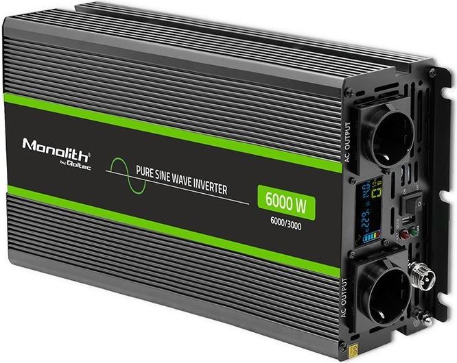Actual product image Qoltec Przetwornica napięcia Monolith | 3000W | 6000W | 24V na 230V | Czysty Sinus | LCD