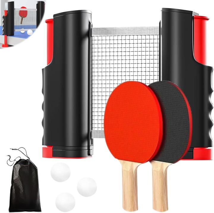 Homury 7-teiliges Tischtennisschläger Set mit einziehbarem Netz