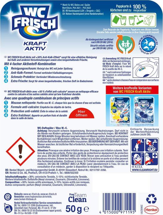 Energie-Label WC Frisch WC Stein Kraft Aktiv Coconut Water 50g