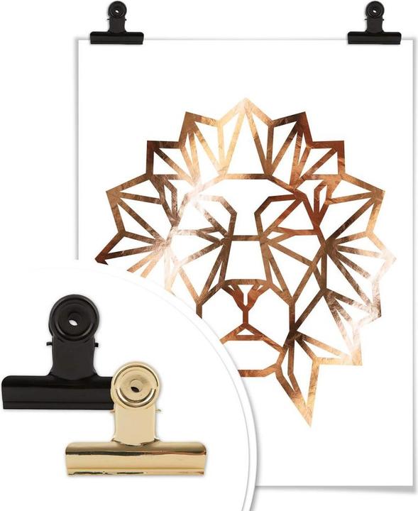Image du produit Trenddeko Tête de lion en origami - aspect cuivre (80 x 100 cm)