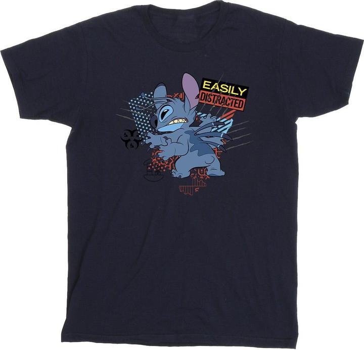 Actual product image Disney Mens Lilo And Stitch Easily Distracted T-Shirt (3XL)