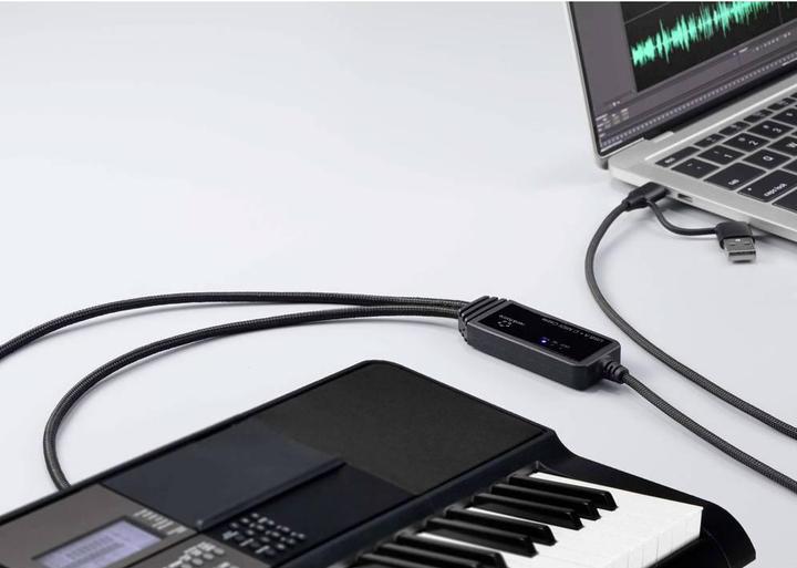 Actual product image Renkforce RF-6439636 USB, MIDI adapter (2x DIN plug 5-pin - 1x USB-C®, USB-A) (USB-A, USB-C, 200 cm)