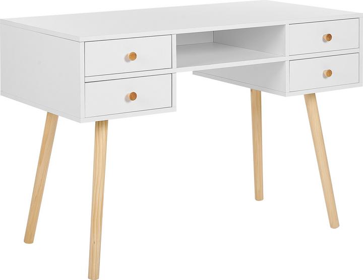 Actual product image Beliani Desk white 110 x 55 cm 4 drawers LEVIN (110 x 55 x 78 cm)