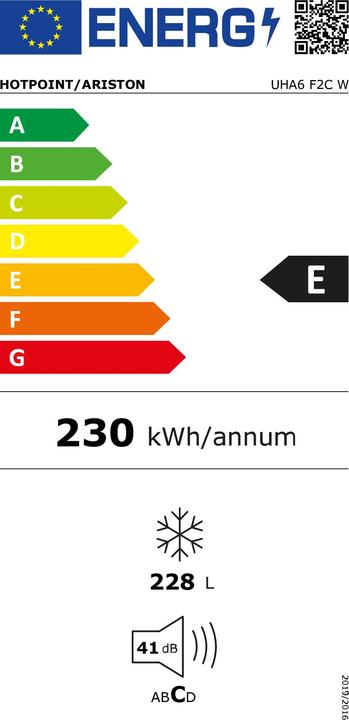 Energie-Label Hotpoint UHA6 F2C W Gefrierschrank 228 (Freistehend, 228 l)
