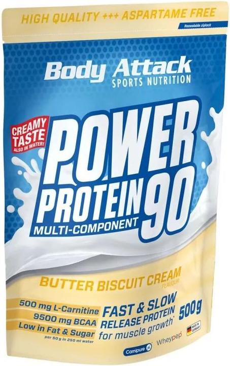 Actual product image Body Attack New Power Protein 90 (500g bag) (Butter Biscuit, 1 pcs., 500 g)
