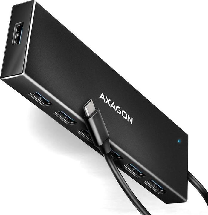 Produktbild Axagon HUE-F7A 7x USB 3.2 Gen 1 Aluminium Flat Hub, 30 cm USB-C-Kabel (USB-C, 7 Ports)