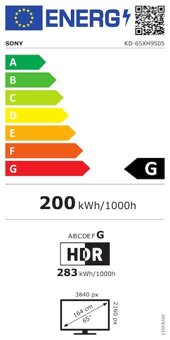 Energy Label Sony KD65XH9505 (65", LCD, 4K, 2020)
