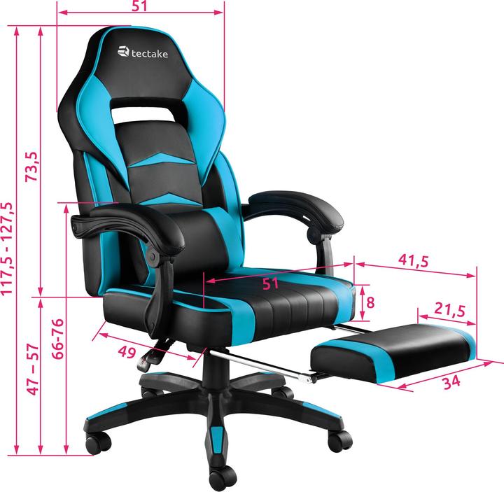 Produktbild tectake Racing Bürostuhl mit Fussstütze