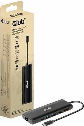 Produktbild Club 3D USB Gen 1 Type-C 8-in-1 MST Dual 4K60Hz Display Travel Dock - Dockingstation (CSV-1597) (USB-C)