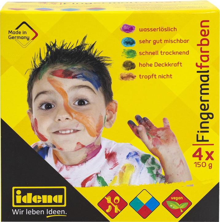 Produktbild Idena Fingermalfarben 4x150g,blau/grün/gelb/rot (Blau, Grün, Rot, Gelb)