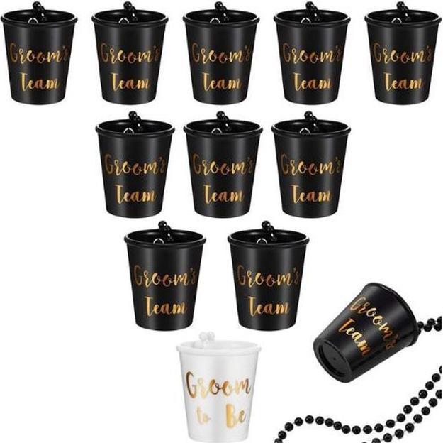 Image du produit MU Style Gobelets à shot réutilisables avec chaîne Groom's Team (12 pièces) (12 x)