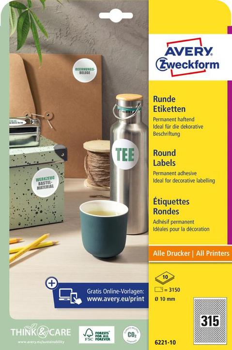 Actual product image Avery Runde Etiketten