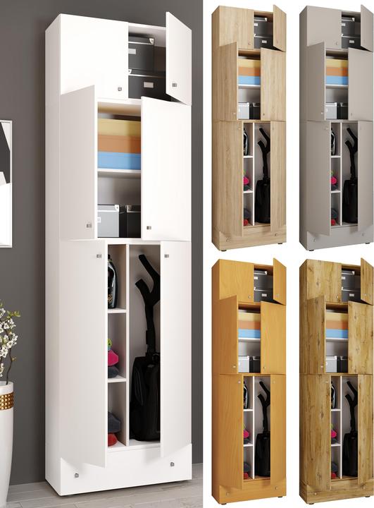 Actual product image VCM Holz Besen Putzschrank Lona mit Drehtüren Schublade Aufsatz (70 x 39 cm)