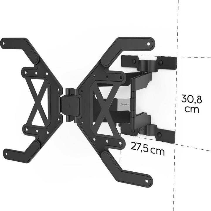 Actual product image Hama TV wall mount, swivelling, tilting, extra flat, 229 cm (90") up to 40 kg (Wall, 90", 40 kg)