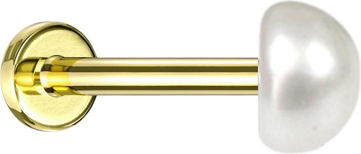 Actual product image Star Piercing Micro labret internal thread gold-plated pearl (Organic, without brass, Surgical steel 316L)
