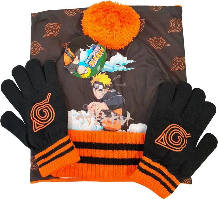 Naruto snood, hat and gloves set