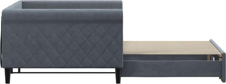 Actual product image VidaXL Tagesbett Ausziehbett Sofabett Gästebett Dunkelgrau 100x200cm Samt (Sofa bed)