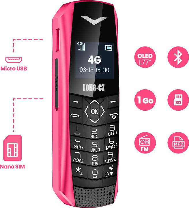 Immagine prodotto Avizar Mini 4G-LTE-Handy ultrakompakt 5 Std. Akkulaufzeit (4G)