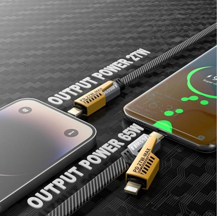 Actual product image Ven-Dens 4-in-1 Flexible & Flip USB-C, Lightning, USB-A 65W, 27W PD cable 1.2m (USB 3.2 Gen 1)