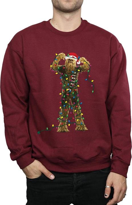 Actual product image Star Wars Mens Chewbacca Christmas Lights Sweatshirt (L)