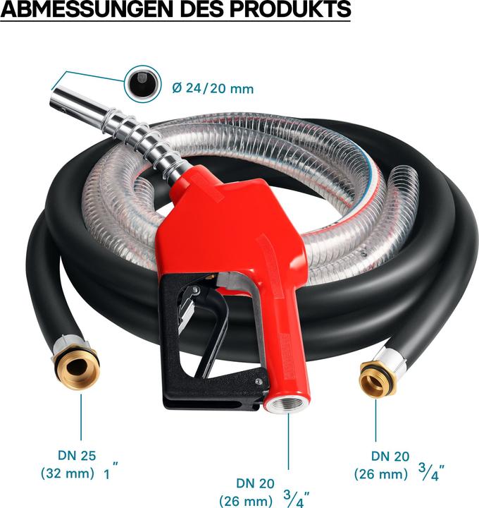 Produktbild Wiltec Bio Dieselpumpe 12V 150W 40l/min Heizölpumpe selbstansaugend Zapfpistole