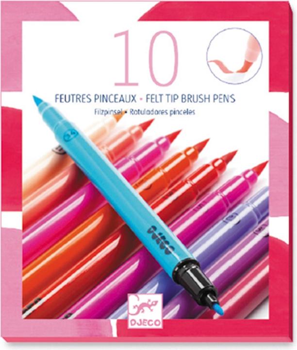 Image du produit Djeco 10 pinceaux en feutre - fille 19 x 16,5 x 1,5 cm (Rose, 10 x)