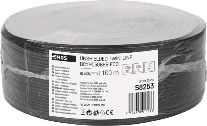 Produktbild Emos Twisted-Pair-Kabel ECO 2x0,5mm, schwarz-rot, 100m (100 m, 0.50 mm²)