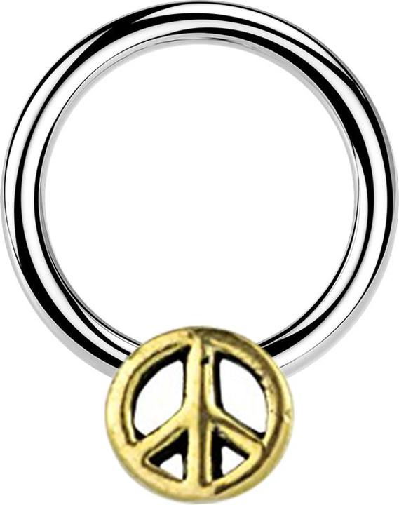Produktbild Star Piercing Closure Ring silber Peace vergoldet (Messing, Chirurgenstahl 316L)