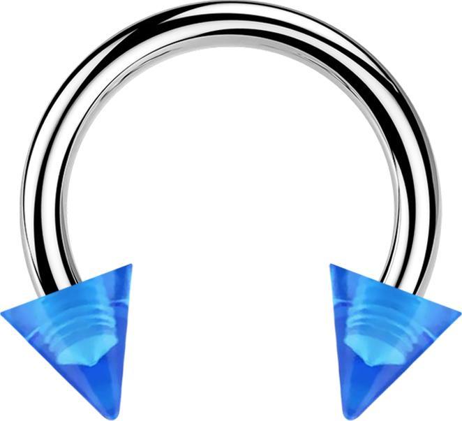 Star Piercing Micro Circular Barbell silber mit zwei Cones dunkelblau transparent (Acryl, ohne Messing, Chirurgenstahl 316L)