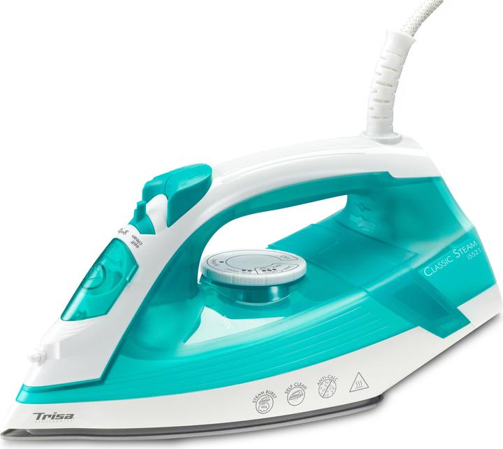 Trisa Classic Steam i5521 Ferro da Stiro a Vapore Suola in Ceramica Turchese (2000 W, 30 g/min)