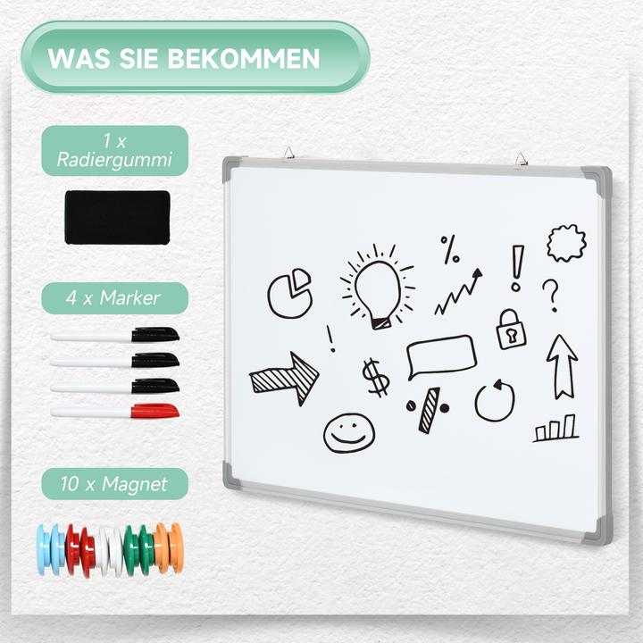 Actual product image Homcom Whiteboard with dry erase board, magnets and pens (90 x 60 cm)