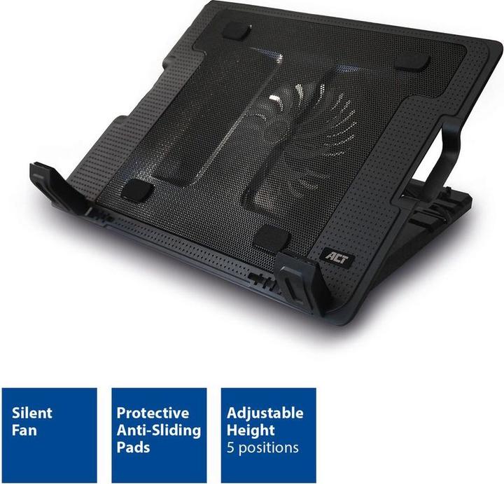 Immagine prodotto Supporto di raffreddamento per laptop, fino a 17", altezza regolabile (5 posizioni), hub a 2 porte