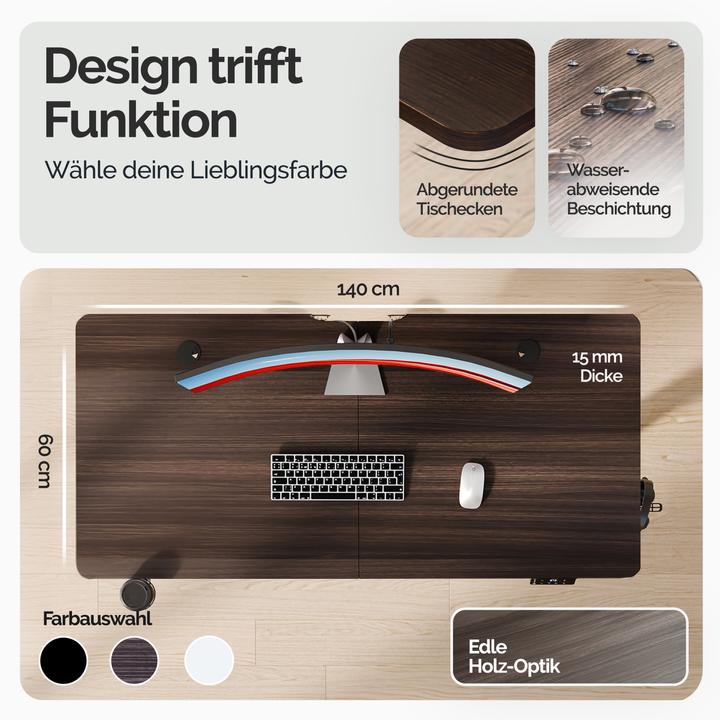 Actual product image Casaria Desk with adjustable height (140 x 60 x 118 cm)