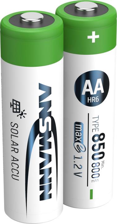 Immagine prodotto Ansmann Batteria NiMH solare Mignon AA tipo 850 (min. 800 mAh) maxE (2 pz., AA, 800 mAh)