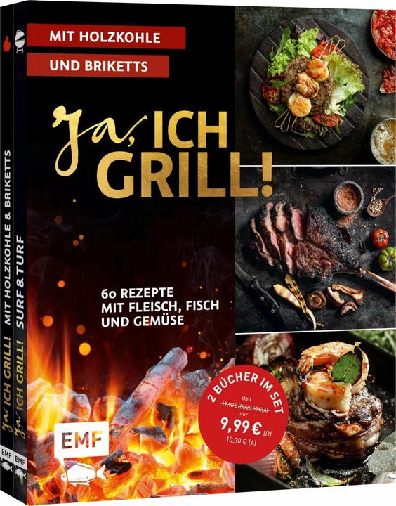 Produktbild Ja, ich grill! – Mit Holzkohle und Briketts: Doppelt gut – 2 Bücher im Set (Deutsch, Mora Fütterer, Guido Schmelich, Christoph Brand, 2024)