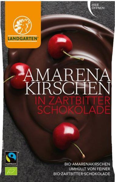 Produktbild Landgarten Amarenakirsche in Zartbitterschokolade Bio Fairtrade (50 g)