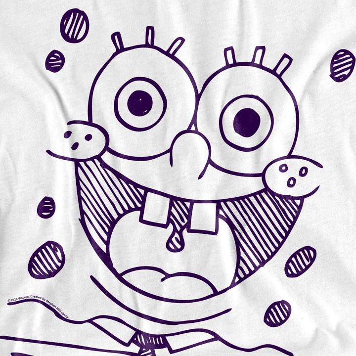Actual product image Spongebob Squarepants Unisex Adult Grin Felt Pen T-Shirt (S)