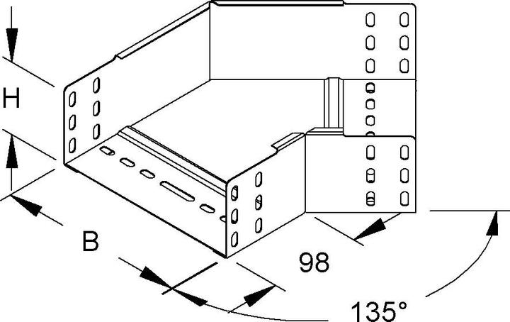 Image du produit Niedax NIE RBA85.200 Coude 45° 85x202mm avec montants latéraux non articulés, avec bande de renfort (8.50 cm)