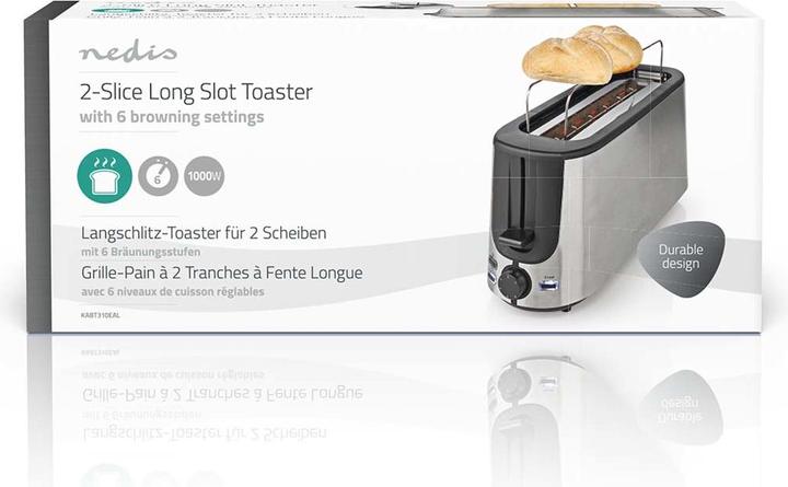Produktbild Nedis Toaster Edelstahl Serie 1 Steckplätz Bräunungsstufen: 6 Auftaufunktion Brötchenaufsatz Alumini (EU-Stecker)