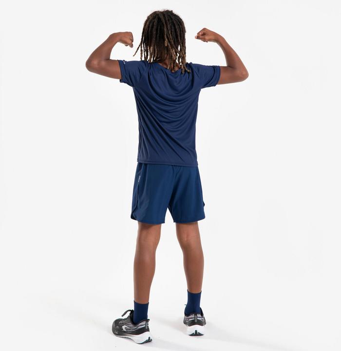 Produktbild Kiprun Laufshirt kurzarm Kinder atmungsaktiv - 500 Dry+ marineblau/grau (164)